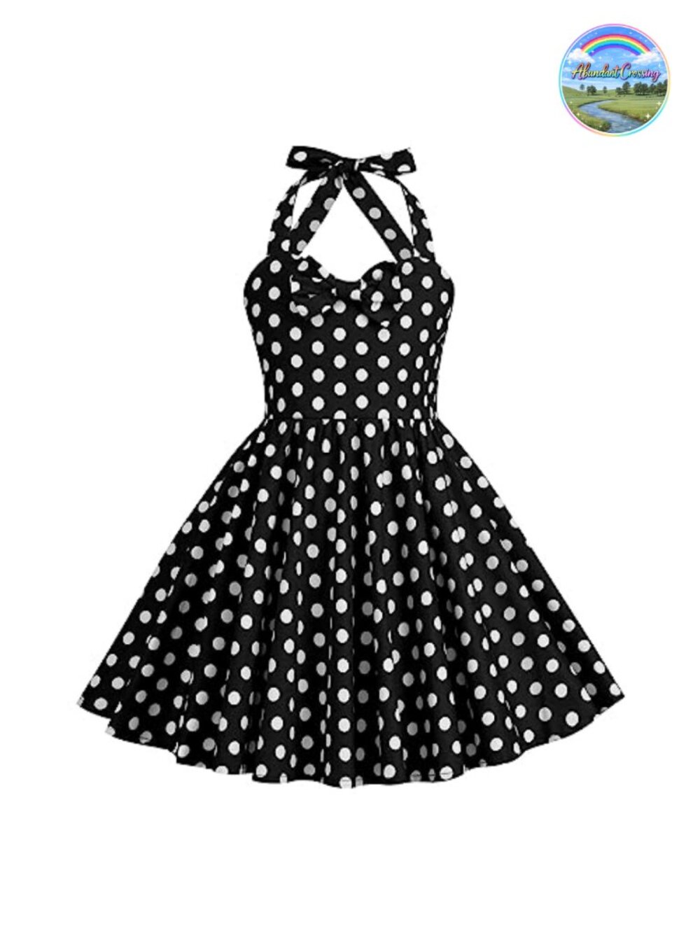 Girls 1950s Vintage Halter Dress Sleeveless Bowknot Heart Neck Summer Party